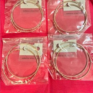 Gold plated hypoallergenic Hoop Earrings set of 4